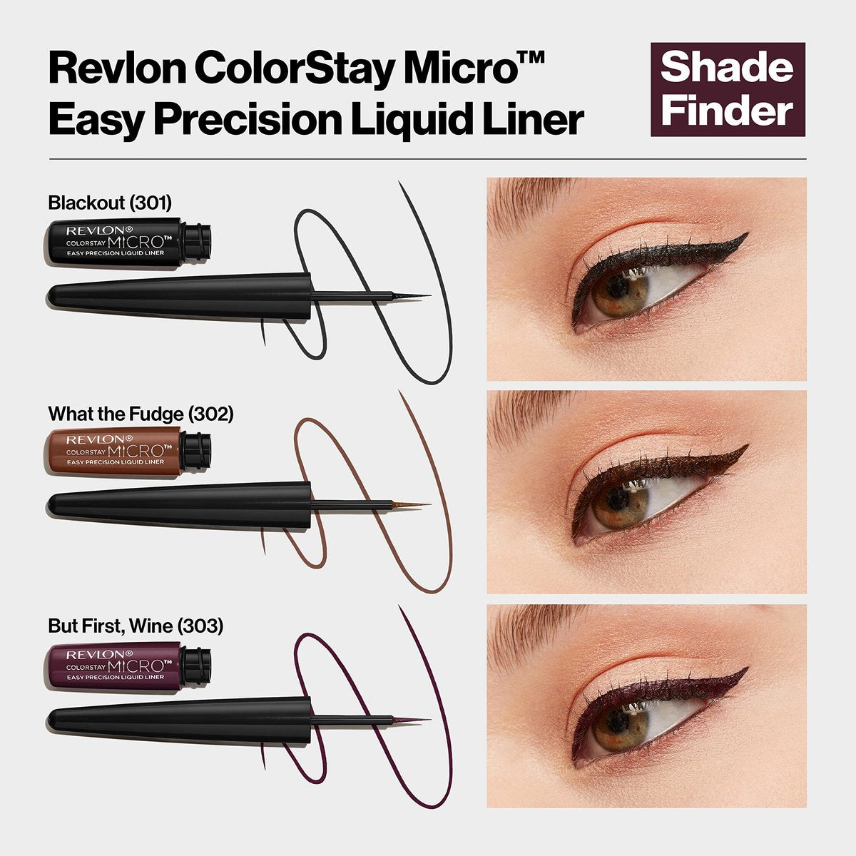 REVLON ColorStay Micro Easy Precision Liquid Eyeliner - Waterproof, Smudgeproof, Longwearing Felt Tip Applicator - 301 Blackout, 0.057 fl oz - görsel 14