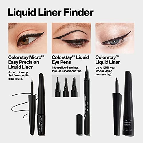 REVLON ColorStay Micro Easy Precision Liquid Eyeliner - Waterproof, Smudgeproof, Longwearing Felt Tip Applicator - 301 Blackout, 0.057 fl oz - görsel 15