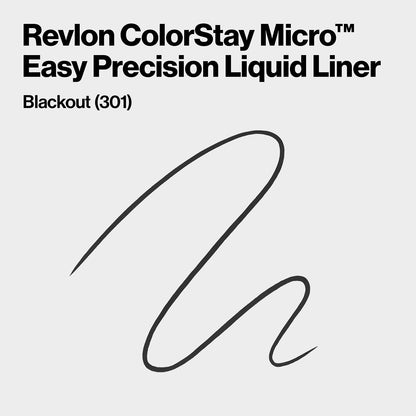 REVLON ColorStay Micro Easy Precision Liquid Eyeliner - Waterproof, Smudgeproof, Longwearing Felt Tip Applicator - 301 Blackout, 0.057 fl oz