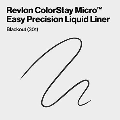 REVLON ColorStay Micro Easy Precision Liquid Eyeliner - Waterproof, Smudgeproof, Longwearing Felt Tip Applicator - 301 Blackout, 0.057 fl oz