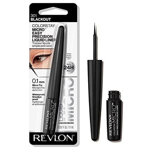 REVLON ColorStay Micro Easy Precision Liquid Eyeliner - Waterproof, Smudgeproof, Longwearing Felt Tip Applicator - 301 Blackout, 0.057 fl oz - görsel 1