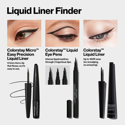 REVLON ColorStay Micro Easy Precision Liquid Eyeliner - Waterproof, Smudgeproof, Longwearing Felt Tip Applicator - 301 Blackout, 0.057 fl oz