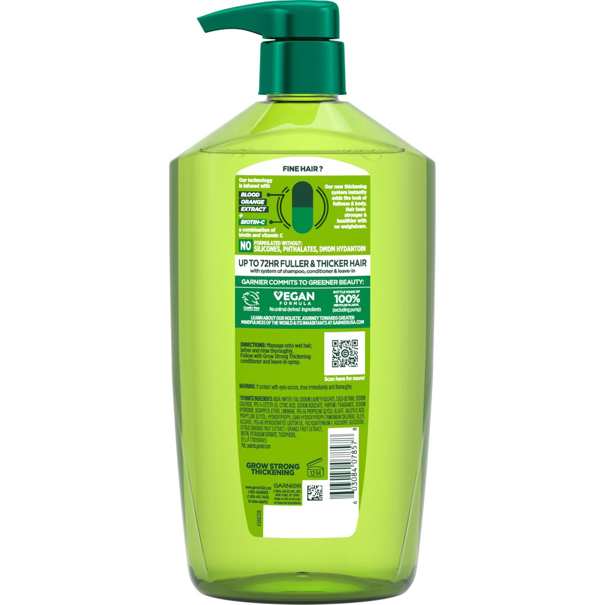 Garnier Fructis Grow Strong Thickening Shampoo for Fine Hair, Biotin-C, 33.8 Fl Oz - görsel 11