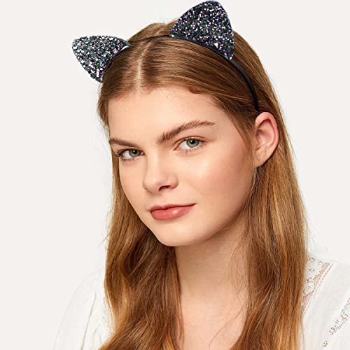 12 Pack Glitter Headbands with Sequin Cat Ears for Girls and Women - Cute Hair Accessories for Daily Wear and Party Decoration (Multicolor) - görsel 6