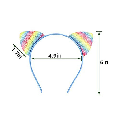 12 Pack Glitter Headbands with Sequin Cat Ears for Girls and Women - Cute Hair Accessories for Daily Wear and Party Decoration (Multicolor)