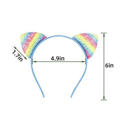 12 Pack Glitter Headbands with Sequin Cat Ears for Girls and Women - Cute Hair Accessories for Daily Wear and Party Decoration (Multicolor)