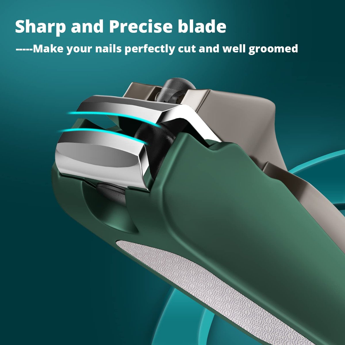 SZQHT 3-Pack Nail Clippers Set - Stainless Steel Fingernail & Toenail Clippers with Catcher for Thick Nails, Men, Women, Seniors - Ultra Sharp Sturdy Mess-Free Nail Cutter Kit (Gray-Green) - görsel 9