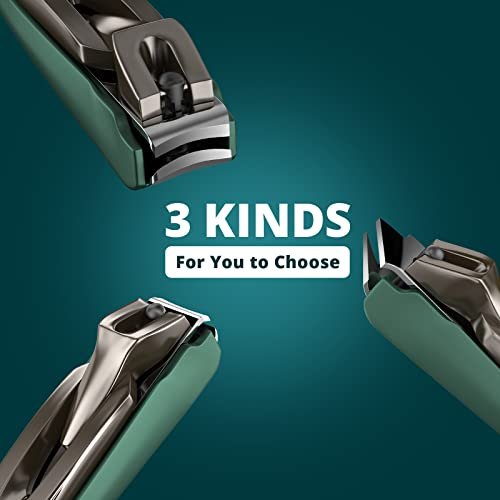 SZQHT 3-Pack Nail Clippers Set - Stainless Steel Fingernail & Toenail Clippers with Catcher for Thick Nails, Men, Women, Seniors - Ultra Sharp Sturdy Mess-Free Nail Cutter Kit (Gray-Green) - görsel 4