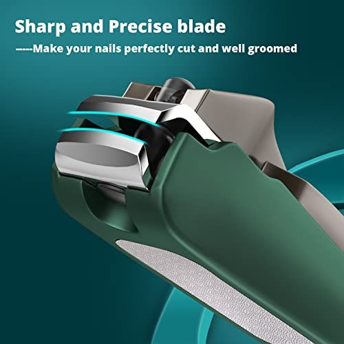 SZQHT 3-Pack Nail Clippers Set - Stainless Steel Fingernail & Toenail Clippers with Catcher for Thick Nails, Men, Women, Seniors - Ultra Sharp Sturdy Mess-Free Nail Cutter Kit (Gray-Green) - görsel 10