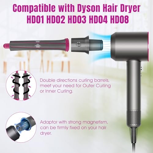 1.2 Inch/30MM Long Hair Curling Iron Barrels for Dyson Airwrap HS01 HS05 – Attachment Parts Hair Tool with Adaptor for Dyson Hair Dryer Converting to Airwrap Styler (1 Pair) Avelisse