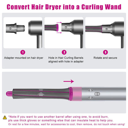 1.2 Inch/30MM Long Hair Curling Iron Barrels for Dyson Airwrap HS01 HS05 – Attachment Parts Hair Tool with Adaptor for Dyson Hair Dryer Converting to Airwrap Styler (1 Pair) Avelisse