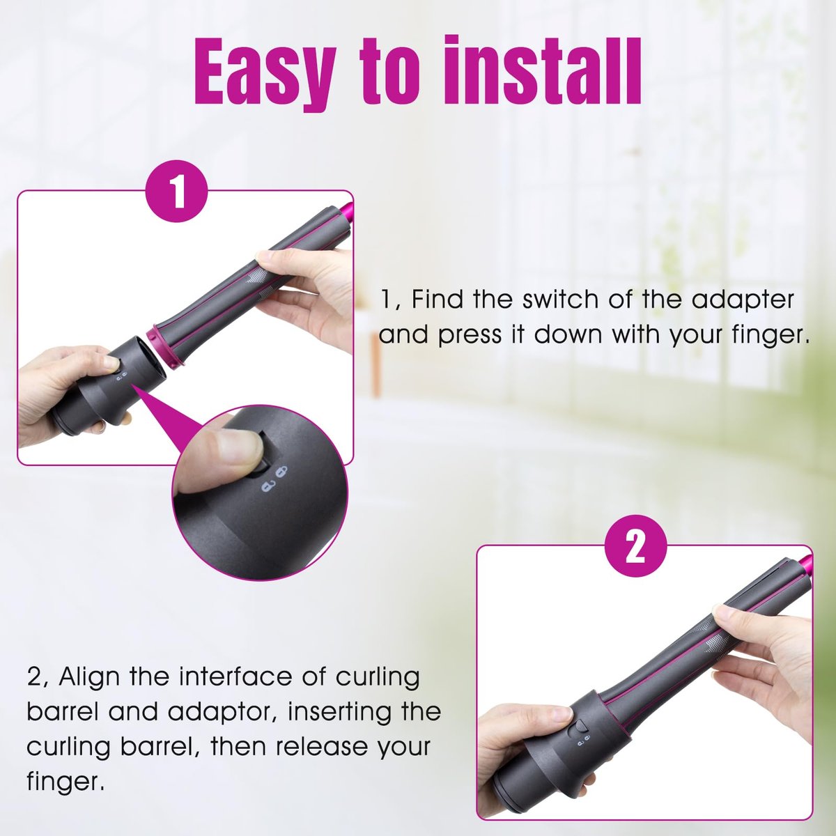 1.2 Inch/30MM Long Hair Curling Iron Barrels for Dyson Airwrap HS01 HS05 – Attachment Parts Hair Tool with Adaptor for Dyson Hair Dryer Converting to Airwrap Styler (1 Pair) Avelisse