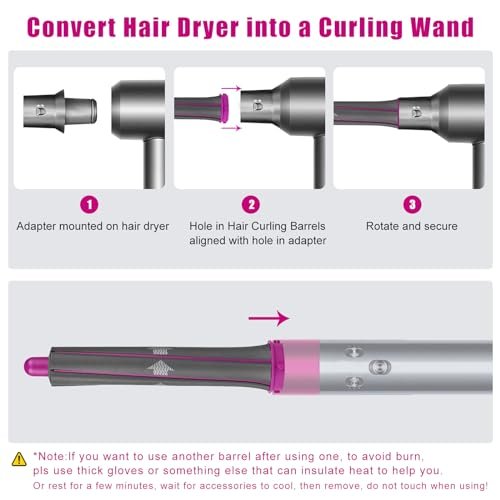 1.2 Inch/30MM Long Hair Curling Iron Barrels for Dyson Airwrap HS01 HS05 – Attachment Parts Hair Tool with Adaptor for Dyson Hair Dryer Converting to Airwrap Styler (1 Pair) Avelisse