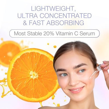 YOUN Beauty 20% Vitamin C Face Serum with Hyaluronic Acid, Ferulic Acid & Vitamin E | Antioxidant Serum for Skin Hydration, 60 ml Avelisse