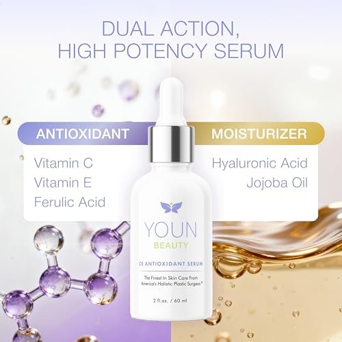 YOUN Beauty 20% Vitamin C Face Serum with Hyaluronic Acid, Ferulic Acid & Vitamin E | Antioxidant Serum for Skin Hydration, 60 ml Avelisse