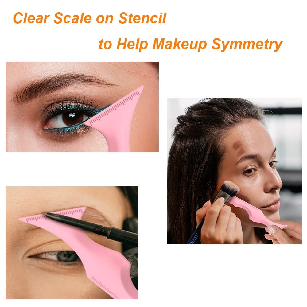 URGINO 5-in-1 Silicone Eyeliner Stencils - Reusable Winged Liner Guide for Beginners, Makeup Tool for Eyes, Eyebrows, Lips & Jawline (Dark Pink) - görsel 7