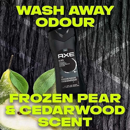 AXE Black Frozen Pear & Cedarwood 3-in-1 Body Wash, Face Wash & Hair Wash - 8.4 Fl Oz Avelisse
