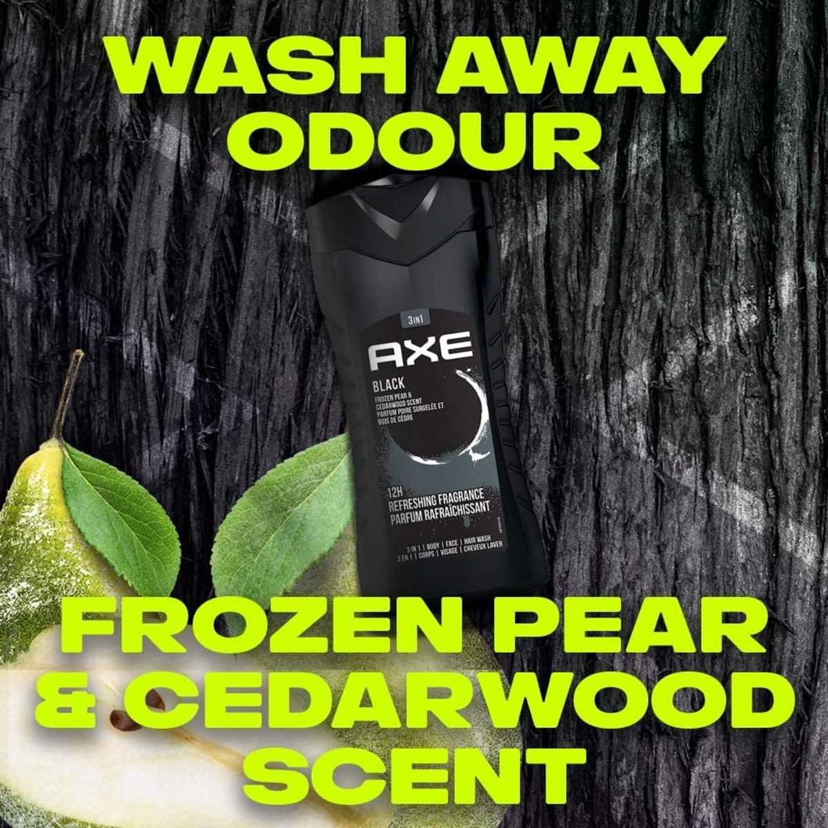 AXE Black Frozen Pear & Cedarwood 3-in-1 Body Wash, Face Wash & Hair Wash - 8.4 Fl Oz Avelisse