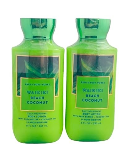 Bath & Body Works Waikiki Beach Coconut Super Smooth Lotion Set - 2 Pack (8 oz Each) for Women Avelisse