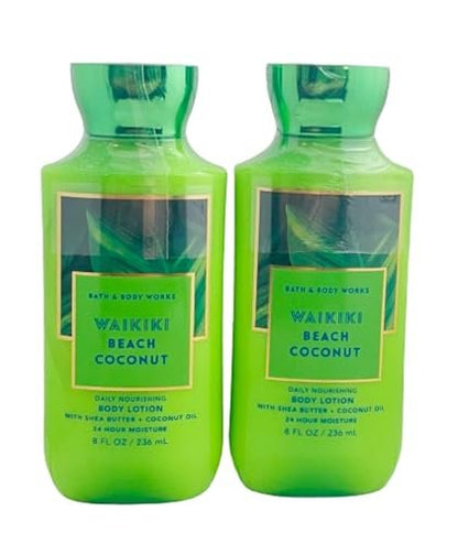 Bath & Body Works Waikiki Beach Coconut Super Smooth Lotion Set - 2 Pack (8 oz Each) for Women Avelisse