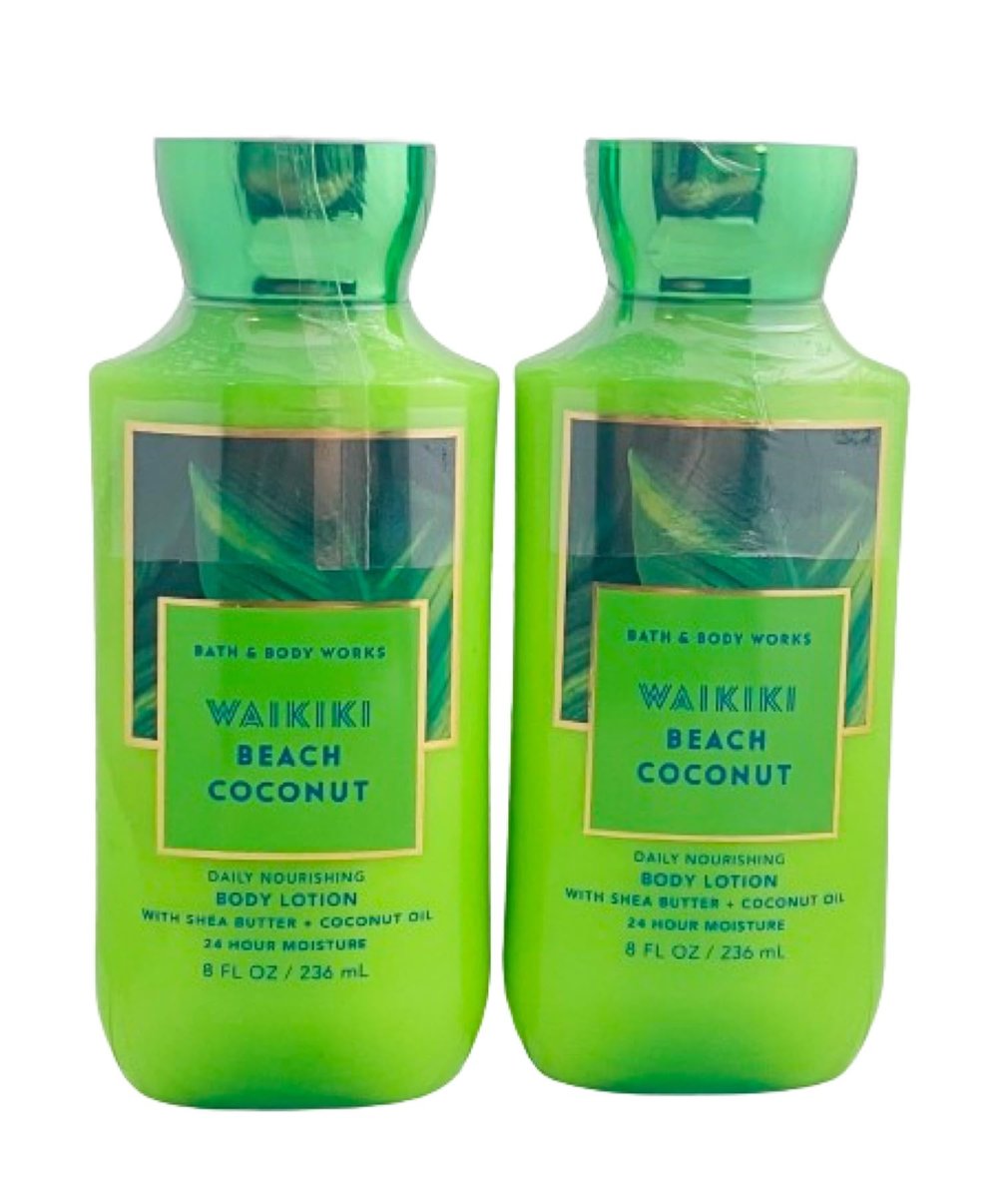 Bath & Body Works Waikiki Beach Coconut Super Smooth Lotion Set - 2 Pack (8 oz Each) for Women Avelisse