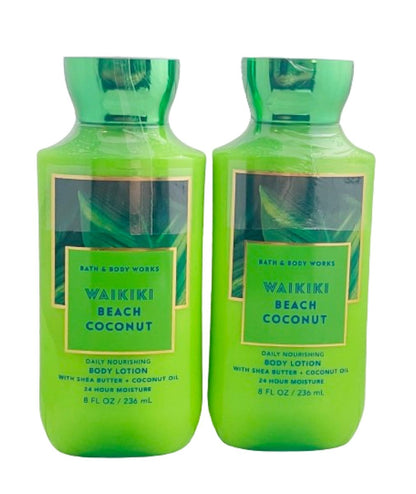 Bath & Body Works Waikiki Beach Coconut Super Smooth Lotion Set - 2 Pack (8 oz Each) for Women Avelisse