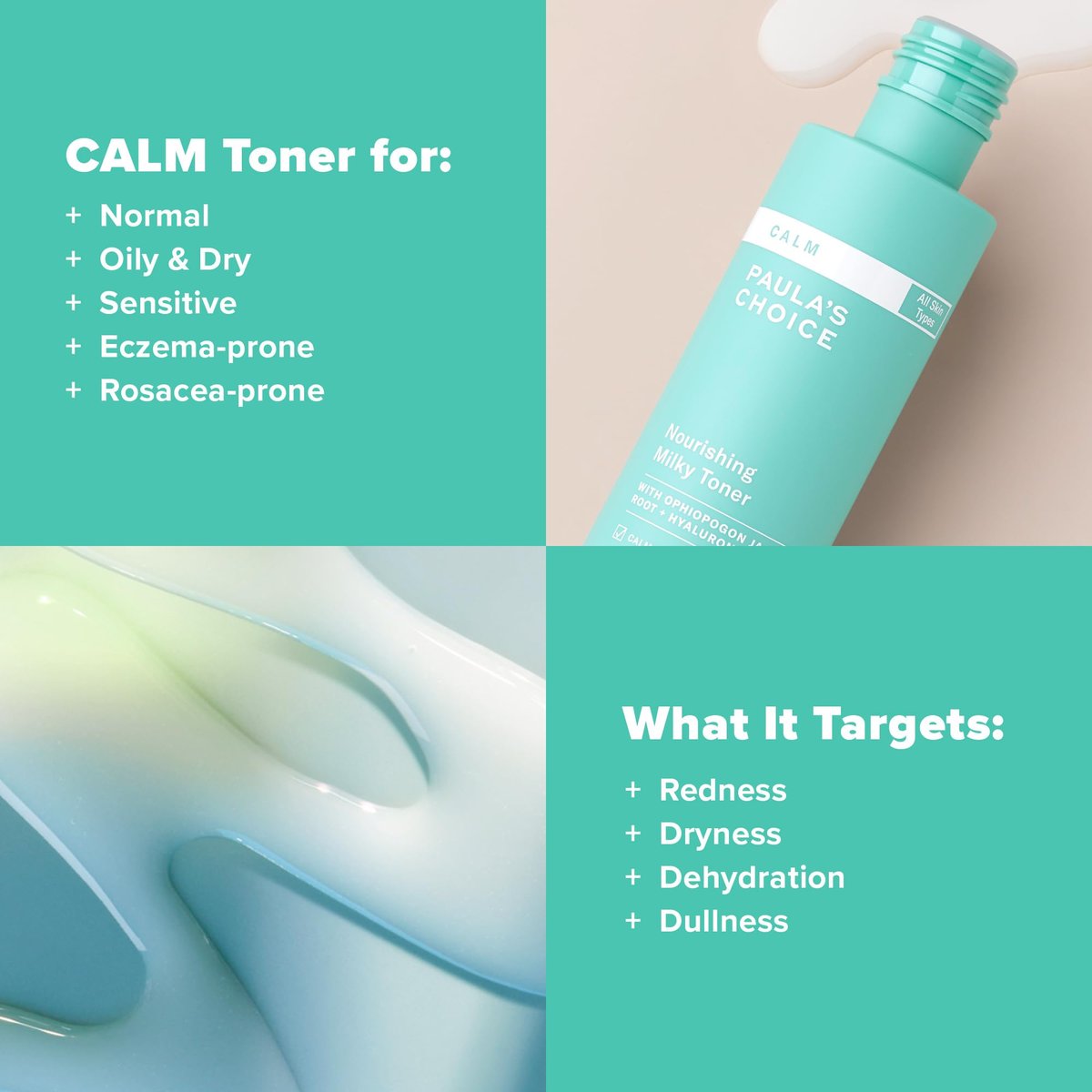 Paula's Choice Calm Nourishing Milky Toner for Sensitive Skin, Calms + Soothes Redness, Fragrance-Free, 4 Fl Oz Avelisse