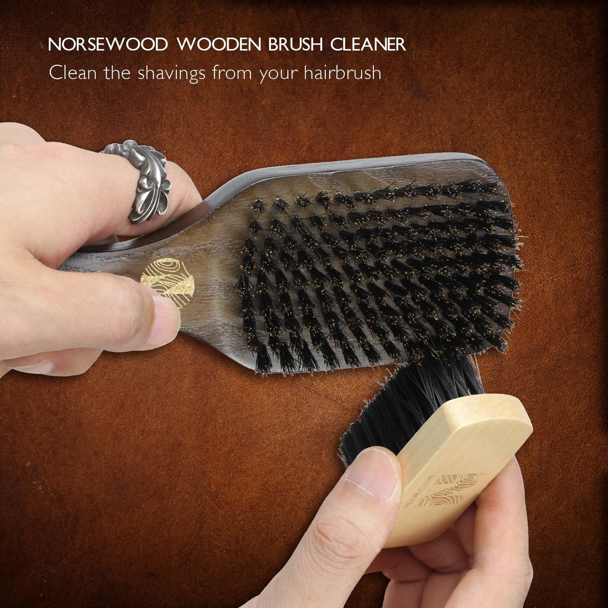 NORSEWOOD Boar Bristle Brush for Shine and Texture - Stiff Bristles for Medium Hair/Beards, Cleaning Brush Included Avelisse