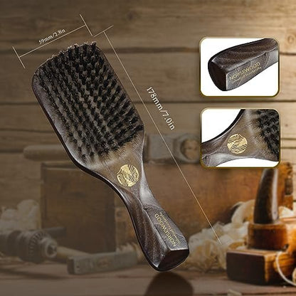 NORSEWOOD Boar Bristle Brush for Shine and Texture - Stiff Bristles for Medium Hair/Beards, Cleaning Brush Included Avelisse
