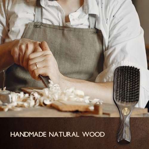 NORSEWOOD Boar Bristle Brush for Shine and Texture - Stiff Bristles for Medium Hair/Beards, Cleaning Brush Included Avelisse
