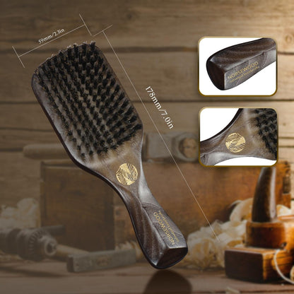NORSEWOOD Boar Bristle Brush for Shine and Texture - Stiff Bristles for Medium Hair/Beards, Cleaning Brush Included Avelisse