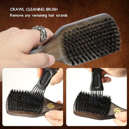 NORSEWOOD Boar Bristle Brush for Shine and Texture - Stiff Bristles for Medium Hair/Beards, Cleaning Brush Included Avelisse