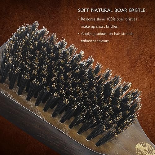 NORSEWOOD Boar Bristle Brush for Shine and Texture - Stiff Bristles for Medium Hair/Beards, Cleaning Brush Included Avelisse