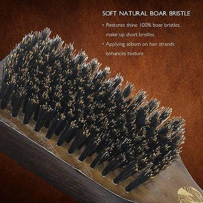 NORSEWOOD Boar Bristle Brush for Shine and Texture - Stiff Bristles for Medium Hair/Beards, Cleaning Brush Included Avelisse