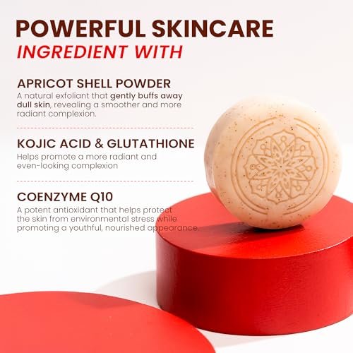 Koji White Kojic Acid Bump Eraser Body Scrub Soap for Exfoliation - Butt, Elbow, Underarm with Glutathione, Coenzyme Q10, Skin Brightening - Fade Dark Spots, Fine Lines and Wrinkles, 2.82 oz (2 Bars) Avelisse
