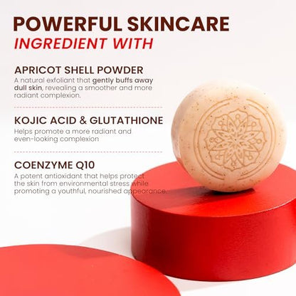 Koji White Kojic Acid Bump Eraser Body Scrub Soap for Exfoliation - Butt, Elbow, Underarm with Glutathione, Coenzyme Q10, Skin Brightening - Fade Dark Spots, Fine Lines and Wrinkles, 2.82 oz (2 Bars) Avelisse