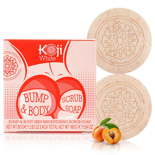 Koji White Kojic Acid Bump Eraser Body Scrub Soap for Exfoliation - Butt, Elbow, Underarm with Glutathione, Coenzyme Q10, Skin Brightening - Fade Dark Spots, Fine Lines and Wrinkles, 2.82 oz (2 Bars) Avelisse
