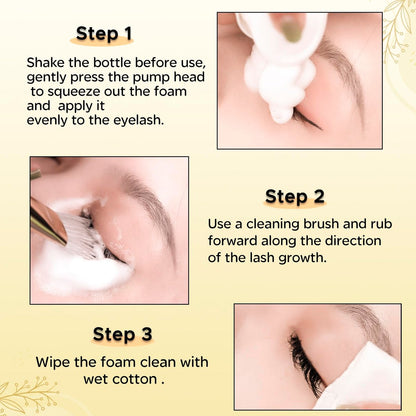 GOLLEEPRO Lash Shampoo - 100 ML Eyelash Extension Cleanser with Brush, Paraben & Sulfate Free, Safe Makeup Remover for Natural Lashes & Extensions Avelisse