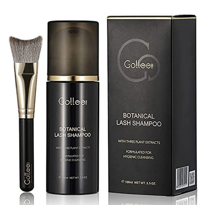 GOLLEEPRO Lash Shampoo - 100 ML Eyelash Extension Cleanser with Brush, Paraben & Sulfate Free, Safe Makeup Remover for Natural Lashes & Extensions Avelisse