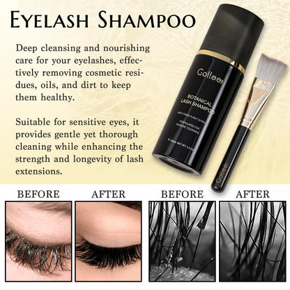 GOLLEEPRO Lash Shampoo - 100 ML Eyelash Extension Cleanser with Brush, Paraben & Sulfate Free, Safe Makeup Remover for Natural Lashes & Extensions Avelisse
