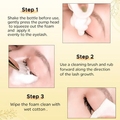 GOLLEEPRO Lash Shampoo - 100 ML Eyelash Extension Cleanser with Brush, Paraben & Sulfate Free, Safe Makeup Remover for Natural Lashes & Extensions Avelisse