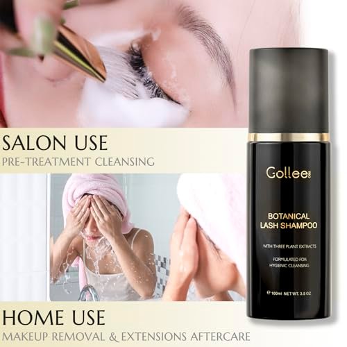 GOLLEEPRO Lash Shampoo - 100 ML Eyelash Extension Cleanser with Brush, Paraben & Sulfate Free, Safe Makeup Remover for Natural Lashes & Extensions Avelisse