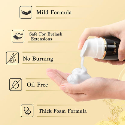 GOLLEEPRO Lash Shampoo - 100 ML Eyelash Extension Cleanser with Brush, Paraben & Sulfate Free, Safe Makeup Remover for Natural Lashes & Extensions Avelisse
