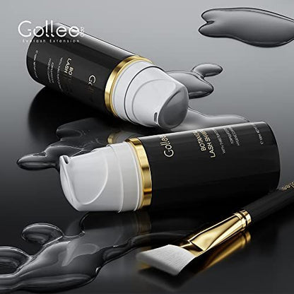 GOLLEEPRO Lash Shampoo - 100 ML Eyelash Extension Cleanser with Brush, Paraben & Sulfate Free, Safe Makeup Remover for Natural Lashes & Extensions Avelisse