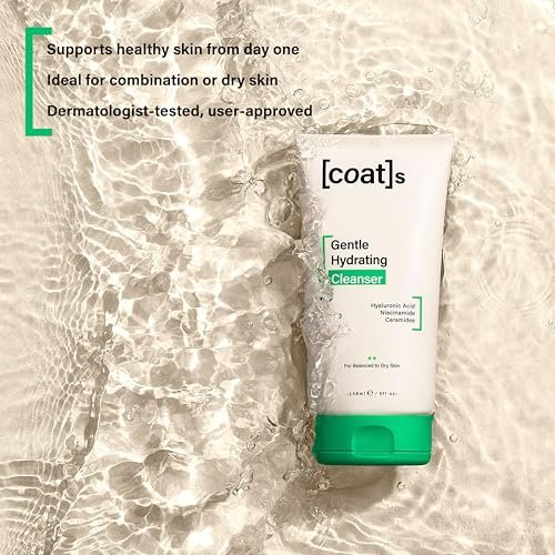 COATS Gentle Hydrating Cleanser – Moisturizing Face Wash with Hyaluronic Acid, Fragrance-Free & Vegan for Combo to Dry Skin (5 oz) Avelisse