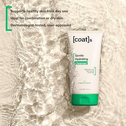 COATS Gentle Hydrating Cleanser – Moisturizing Face Wash with Hyaluronic Acid, Fragrance-Free & Vegan for Combo to Dry Skin (5 oz) Avelisse