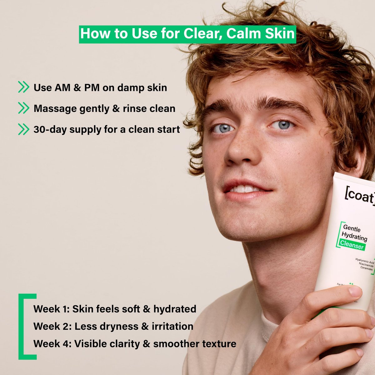 COATS Gentle Hydrating Cleanser – Moisturizing Face Wash with Hyaluronic Acid, Fragrance-Free & Vegan for Combo to Dry Skin (5 oz) Avelisse