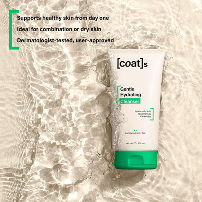 COATS Gentle Hydrating Cleanser – Moisturizing Face Wash with Hyaluronic Acid, Fragrance-Free & Vegan for Combo to Dry Skin (5 oz) Avelisse