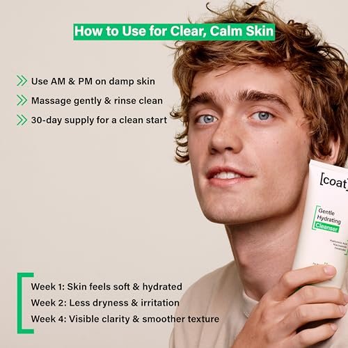 COATS Gentle Hydrating Cleanser – Moisturizing Face Wash with Hyaluronic Acid, Fragrance-Free & Vegan for Combo to Dry Skin (5 oz) Avelisse