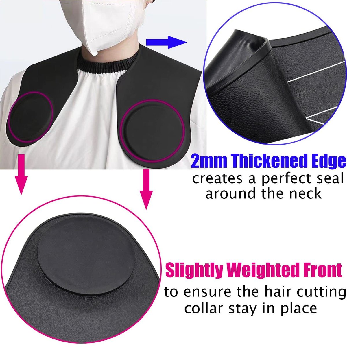 XDONEF Silicone Hair Cutting Guide Collar – Waterproof Weighted Neck Wrap for Salon & Home Use (White, Large 21.5x16.5in) Avelisse
